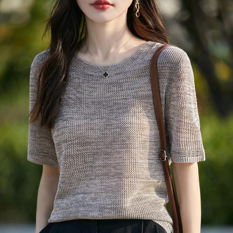 Женский шерстяной свитер с короткими рукавами Qinghe кашемир 50% шелк 50% шерсть жилет без рукавов для весны и лета из шерсти мягкий и удобный