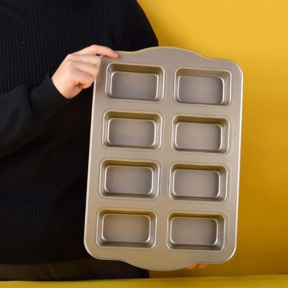8-Cavity Mini Loaf Pans Carbon Steel Baking Mold Reusable Brownie Pan Kitchen Accessories