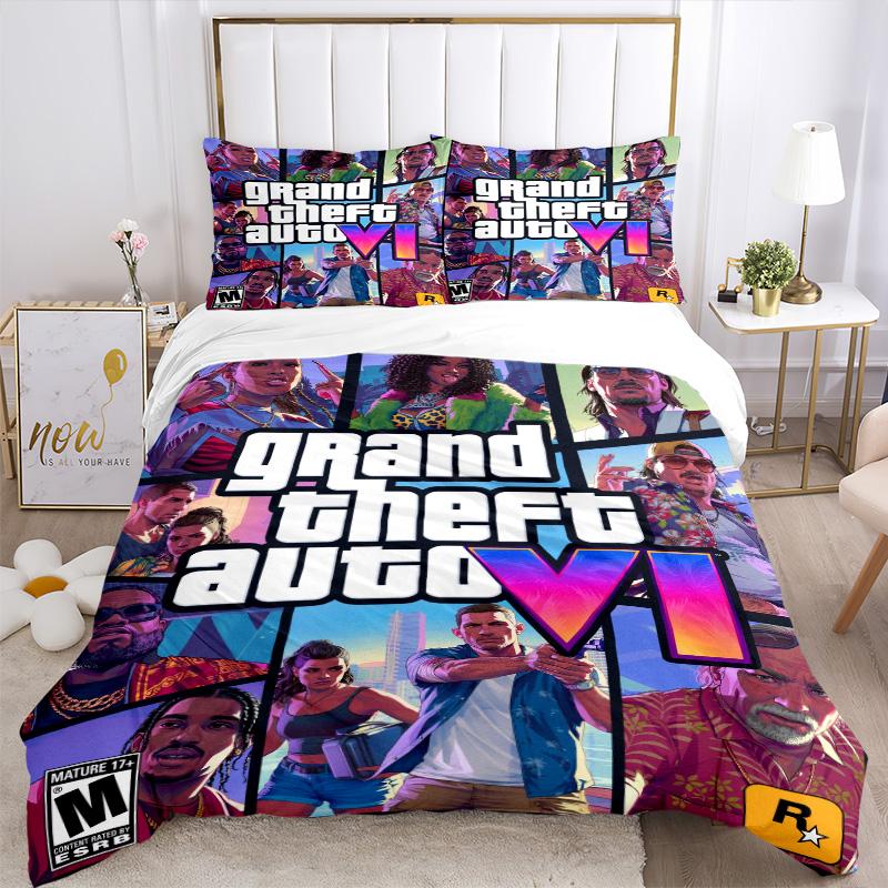 Gta Vi Adventure Print 3Pcs Bedding Setduvet Cover With 2 Bedropillowcase Home Birthday Gift