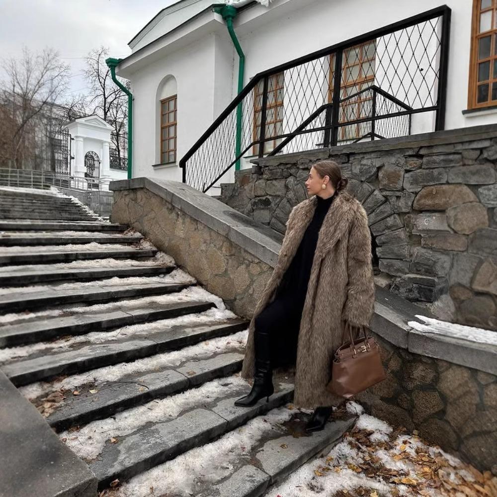Женский шарф-воротник с длинным рукавом, пальто из искусственного меха, свободный крой, городская флисовая верхняя одежда