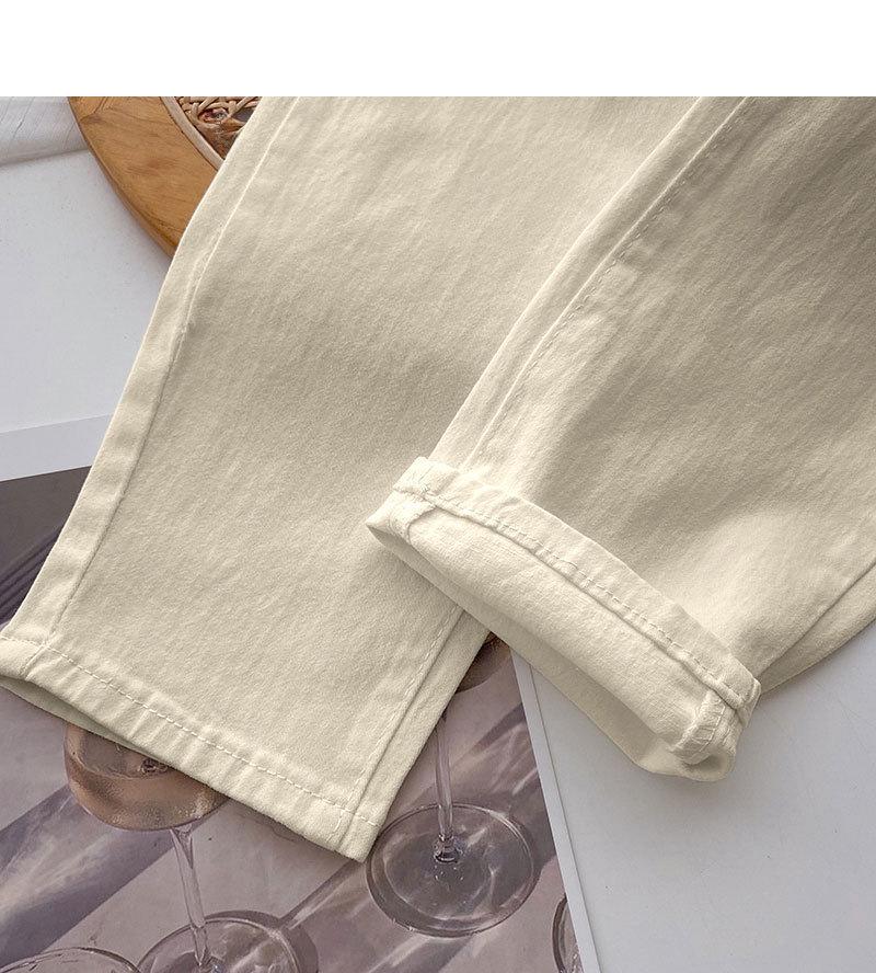 Women's High-Waist Apricot Jeans - Autumn/Winter, Plush-Lined, Loose-Fit, Carrot/Daddy Style Harem Pants, 9/10 Length