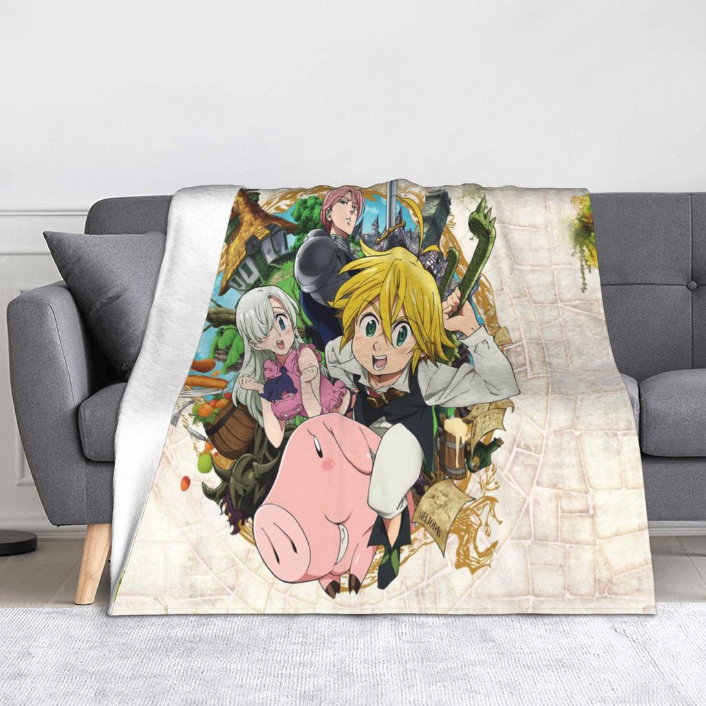 Nanatsu no Taizai Ban Blanket Fleece Sevendeadlysinse Lightweight Throw Blankets for Bedding Couch Bedspread