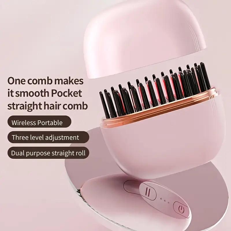 Wireless Charging Hair Comb Professional Straightening Hairdressing Tool For Home Use Long Hair Styling Volumizing Device