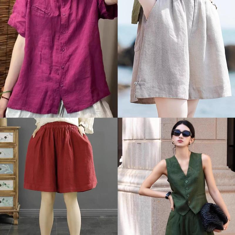 Чистая льняная ткань Стиранный лен Комфортная дышащая ткань для весны и лета DIY Платье Широкие брюки Легкая куртка Одежда