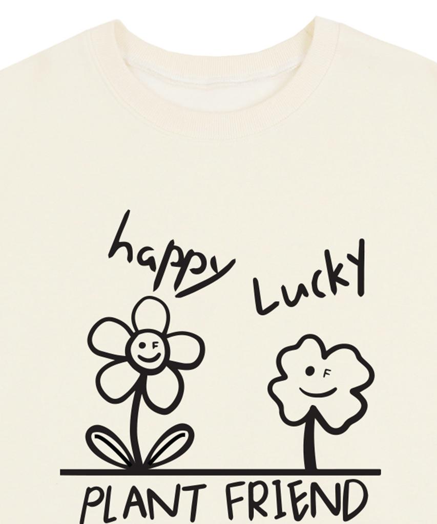GRAVER [Unisex] Drawing Happy Lucky Smile Sweatshirt_Cream