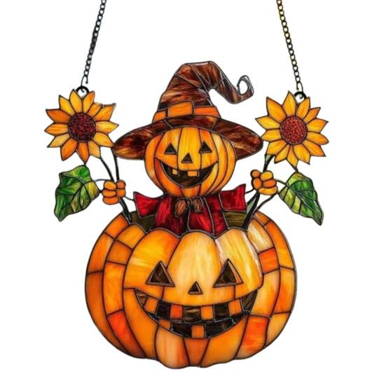 Подвеска на Хэллоуин, расписанная вручную витражная оконная подвеска со шнурком, легко подвешивается, ловушка для солнца, украшение для внутреннего окна