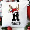 Personalised Christmas Pillow Case Initial with Name Cushion Cover Xmas Party Decor Home Pillowcase Xmas Gift for Family Friends