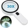 Seniors Handheld Jewelry Repair Tool Magnifying Glass 30X Magnifier With LED Illuminated