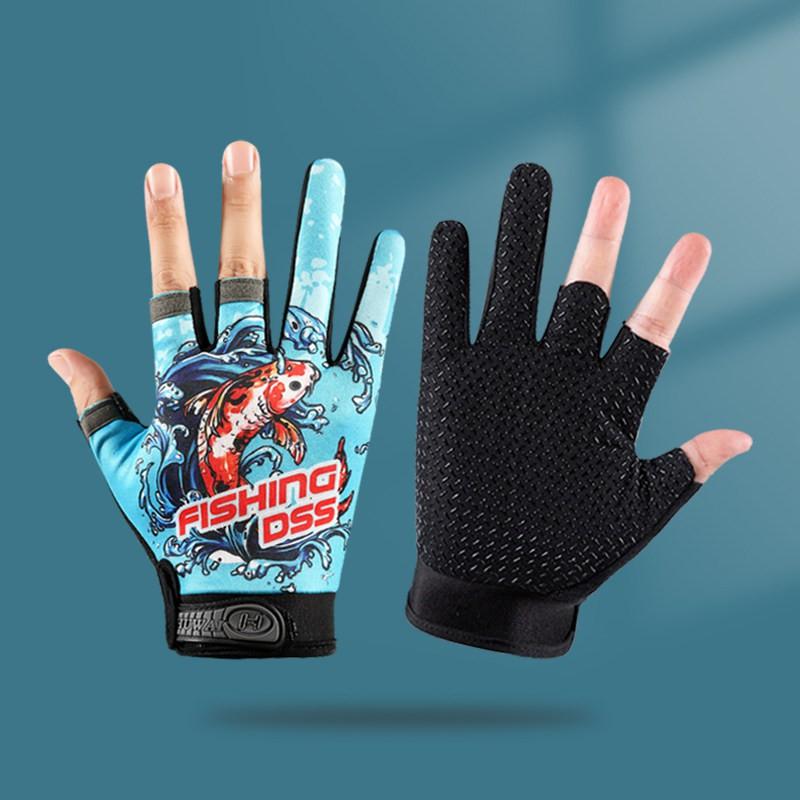 Fishing Gloves Thin 3-Finger Design Anti-Slip Puncture Resistant Spinning Casting Bait Handling Outdoor Angling