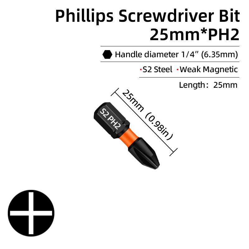 PH2 Ударная сильная магнитная отвертка с крестообразной головкой высокой твердости, крестовая отвертка, бит, электрическая отвертка, набор шестигранников
