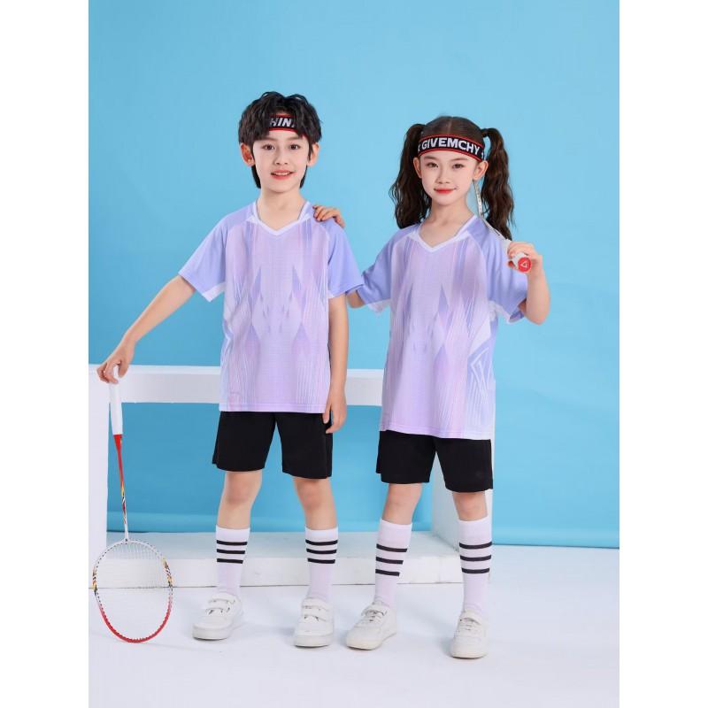 Kids Quick-Dry Badminton Set Short Sleeve Sport Jersey Unisex Tennis Volleyball Training Outfit