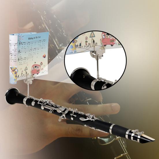 Clarinet Sheet Music Clip Lyre Music Stand Music Book Clip Marching Band Music Holder Iron Clamp for Beginner