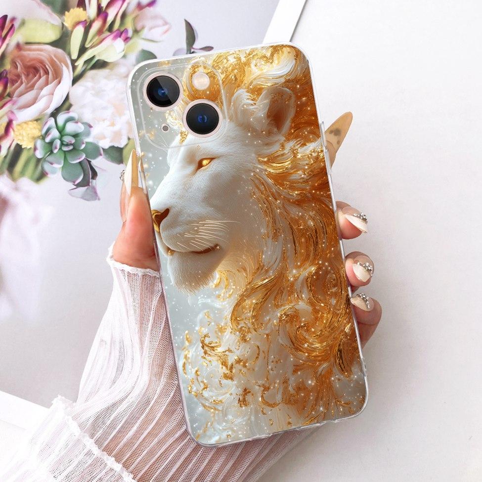 Transparent For iPhone 13 Case Cover Cute Cat Fashion Butterfly Funny Painted Casing A2633 A2482 A2631 A2634 A2635