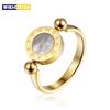 Classic Design Can Be Rotated Enamel And Shell Roman Numeral Beautiful Woman Ring Stainless Steel Brand Ring Jewelry For Women