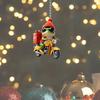 Christmas Frog Ornament Cartoon Frog with Santa Hat Riding Motorcycle Acrylic Pendant Xmas Tree Hanging Decoration for Tree Window Car Decor