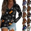 Women's Long Sleeve T-Shirt V-Neck Halloween Printed Casual Basic Tops