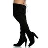 Pair of Shoes Women High Heels Over the Knee Boots Fashion Lace Up Suede Long Boots