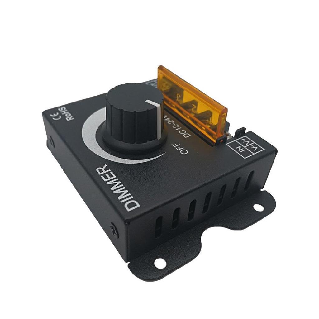 30A Stepless Dimmer for LED Light Strips: Manual Knob Controller in Iron Box.