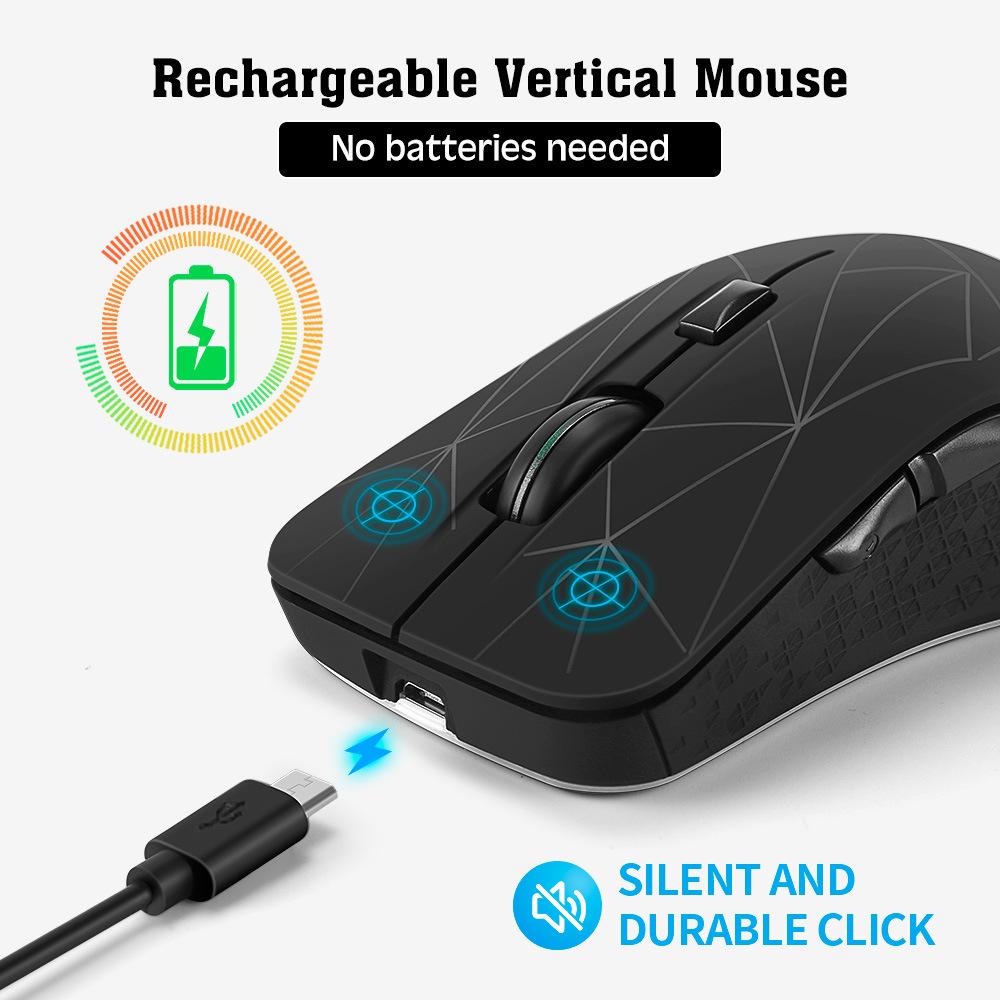 Игровая мышь RGB Bluetooth 5,1, перезаряжаемая беспроводная двухрежимная мышь 2,4 ГГц с USB-приемником, портативная геймерская мышь