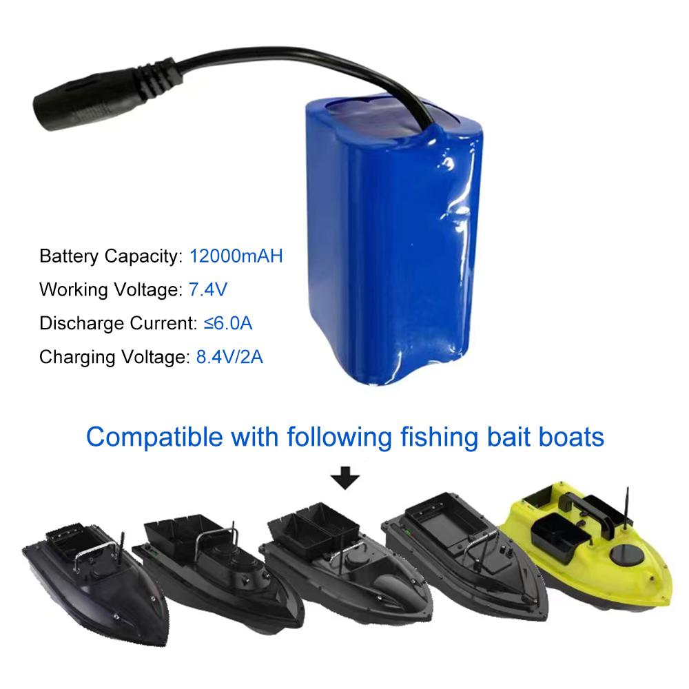 Fishing Bait Boat Battery 7.4V Rechargeable RC Bait Boat Replacement Lithium Battery for D11 D13 D13C D16 D18 Automatic Fishing Bait Boat
