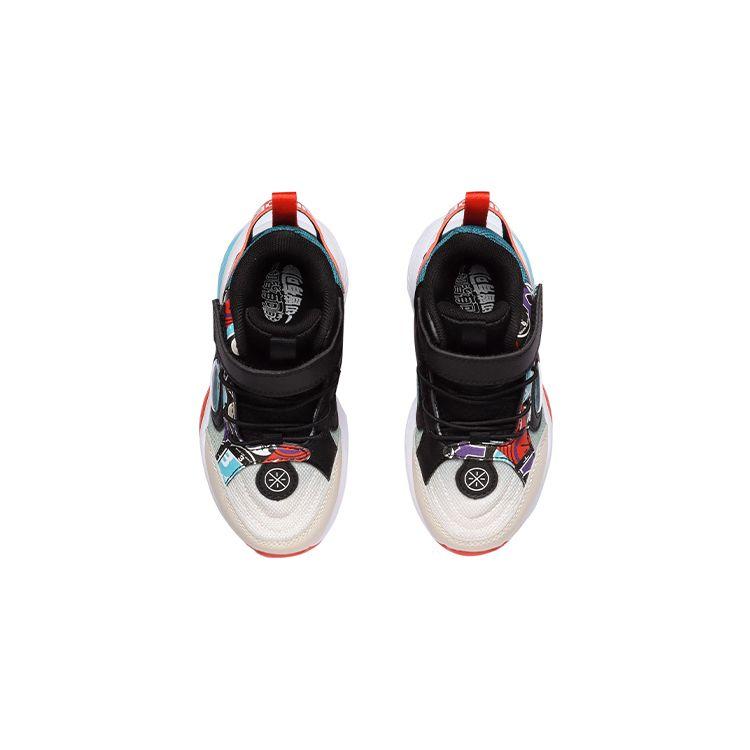 Li Ning Детские Нескользящие Амортизирующие Износостойкие Дышащие Высокие Кроссовки для Бега Детские Кроссовки Черно-Камуфляжные YKNR026-3