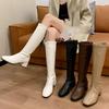 Модные новые ботильоны средней длины с квадратным носком, теплые/сексуальные, повседневные, зимние, удобные, противоскользящие, элегантные ботфорты для женщин