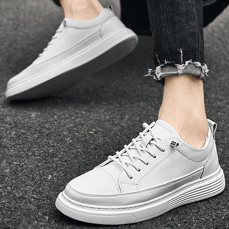 Men's Genuine Leather Shoes Male Comfortable Outdoor Sneakers Fashion Lace-Up Casual Shoes 2024 New All-match Fashion Flats