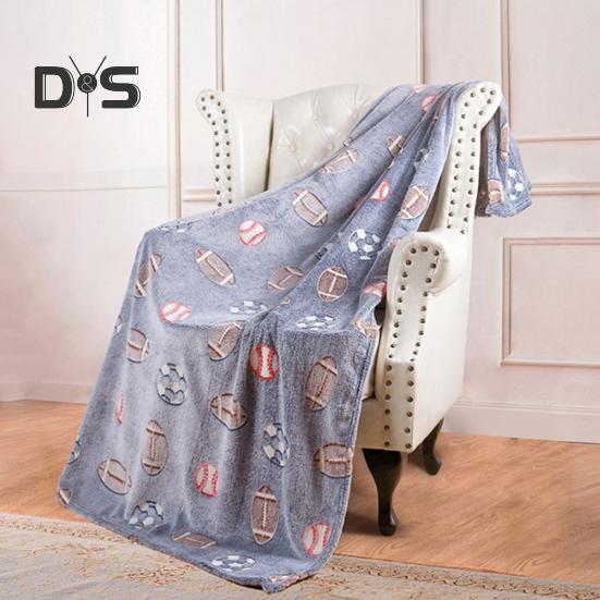 Double Sided Flannel Luminous Blanket Star Moon Dinosaur Graphics Glow-in-the-Dark Blanket Thermal Blanket for Kids Bed Stroller Car or Couch