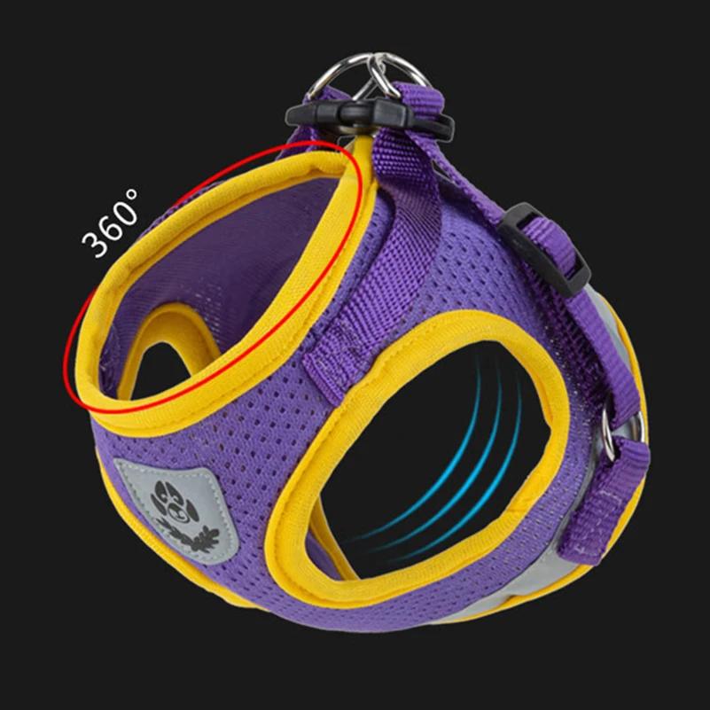 Набор жилетных шлейок для собак, поводок для маленьких и средних собак, светоотражающий нагрудный ремень для щенков и кошек, прогулочный поводок для чихуахуа-йорков