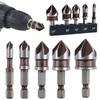 82 Degrees Countersink Drill Bit Set Bore HSS Chamfer 5 Flute For Woodworking Quick Change Countersunk Imperial Hex Shank Tools