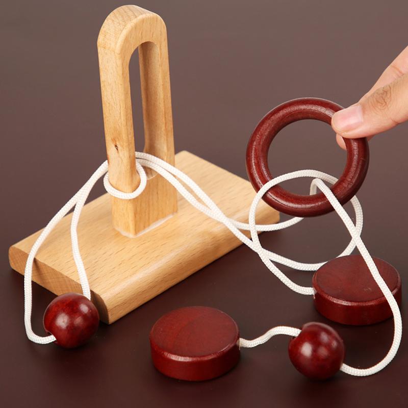 Деревянные игрушки для снятия стресса «Разблокируй», головоломка «Замок Лубана», игрушки для распутывания, головоломка с петлей из веревки, развивающая игра для взрослых и детей