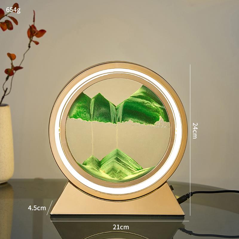 Художественные песчаные пейзажи, зыбучие пески, настольная лампа, светодиодная настольная лампа, песочная живопись, художественная роспись, USB-кабель, управление, вращающийся на 360°, домашний декор