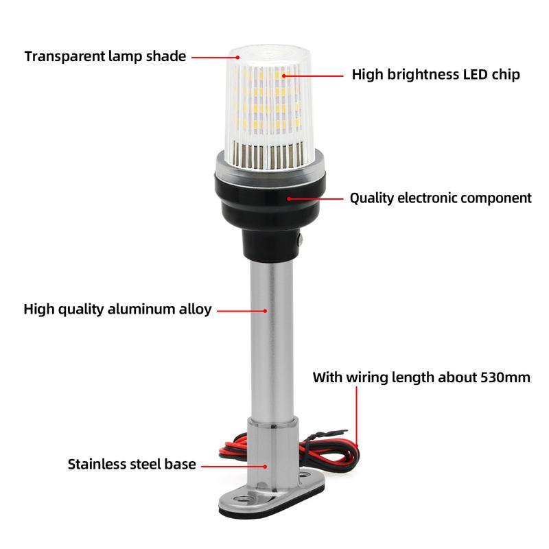 Marine Boat LED Navigation Light Fold Down Anchor Light 360 Degree Sailing Signal Light For Yacht Marine Boat Lamp 12~24V