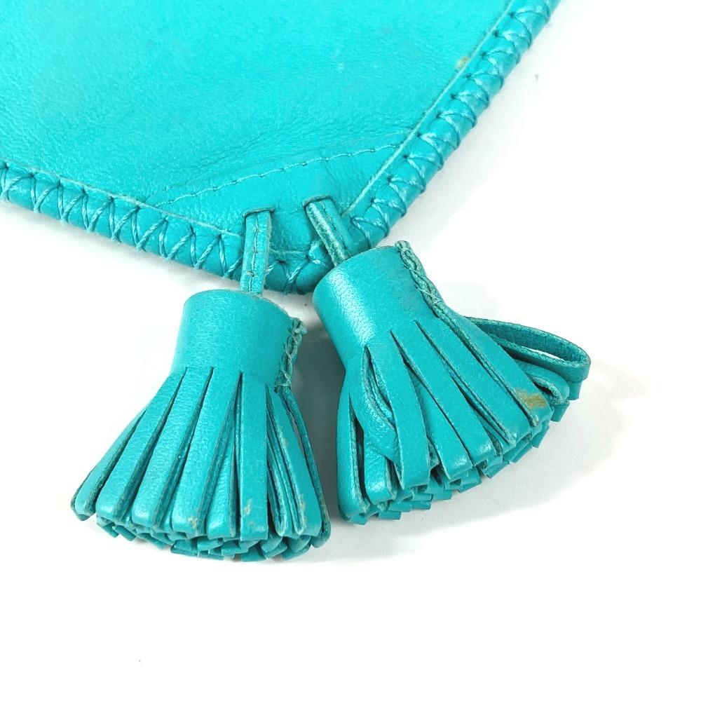 HERMES Tassel fringe Sack pom-pom Bag Crossbody Pochette Shoulder Bag