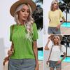 Twist Short-sleeved Pullover Sweater Spring and Summer Round Neck Solid Color Sweater Women