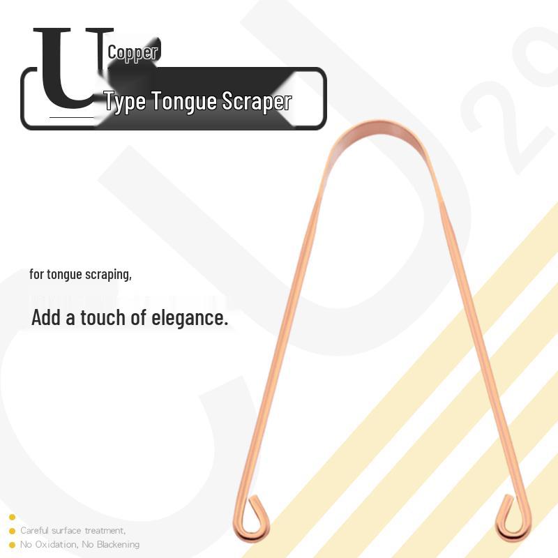 Pure Copper Tongue Scraper – Smooth Surface Oral Care Cleaner & Tongue Brush