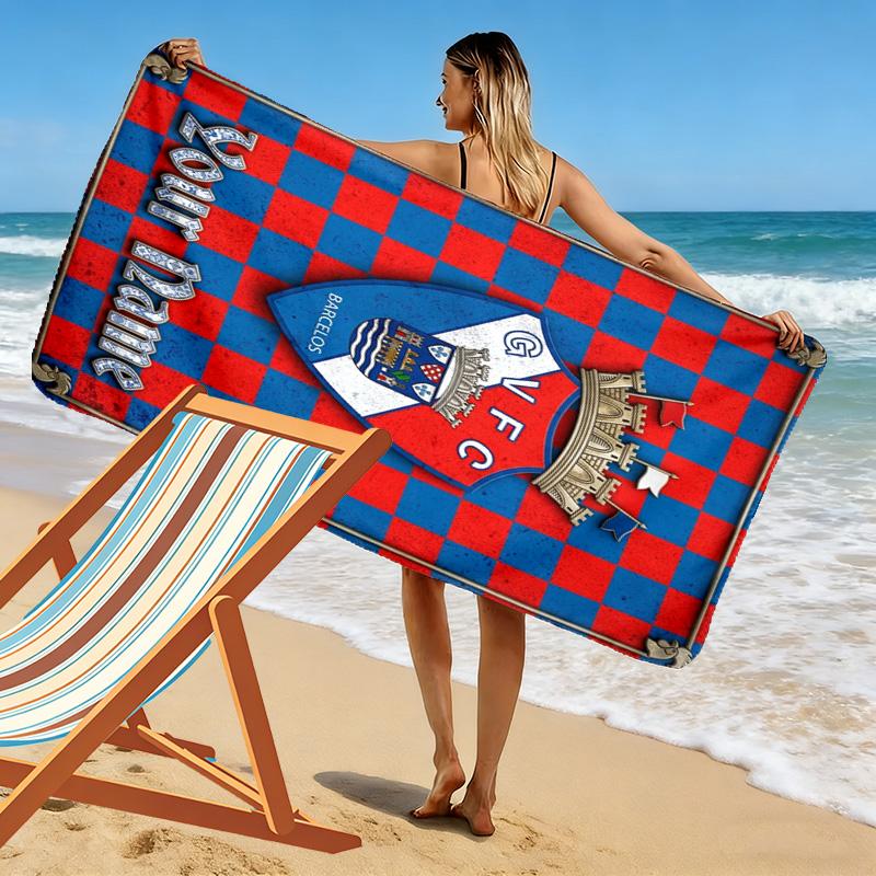 Name Custom Gil Vicente FC Print Beach Towel, Large Soft Quick Dry Towel for Beach Camping Swimming