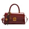 Elegant Retro Top Handle Bag For Women and Girls Flap Shape Handbag PU Shoulder Crossbody 2025 Winter Collection Red