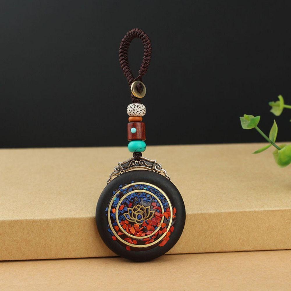 Retro Ebony Wood Car Keychain Nepal Bag Hanging Accessories Delicate Mobile Phone Pendant  Women