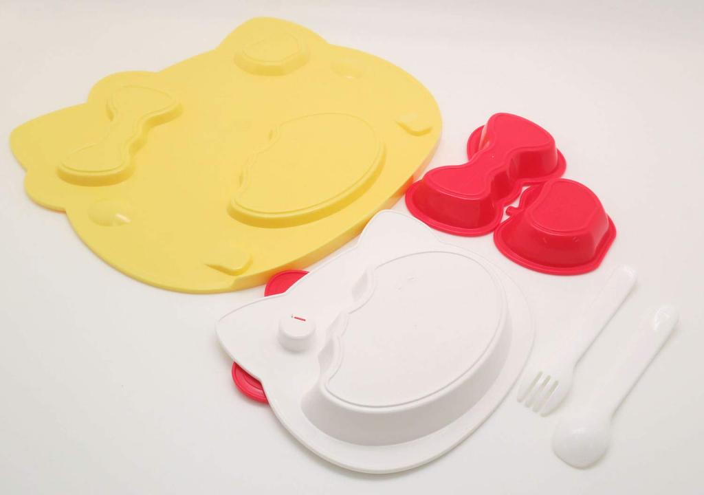 OSK Hello Kitty Plate Made in Dishwasher Stylish and Cute for Girls and Includes and Fork Set, Japan, Safe, Children, Plate, Spoon, (KP-18)