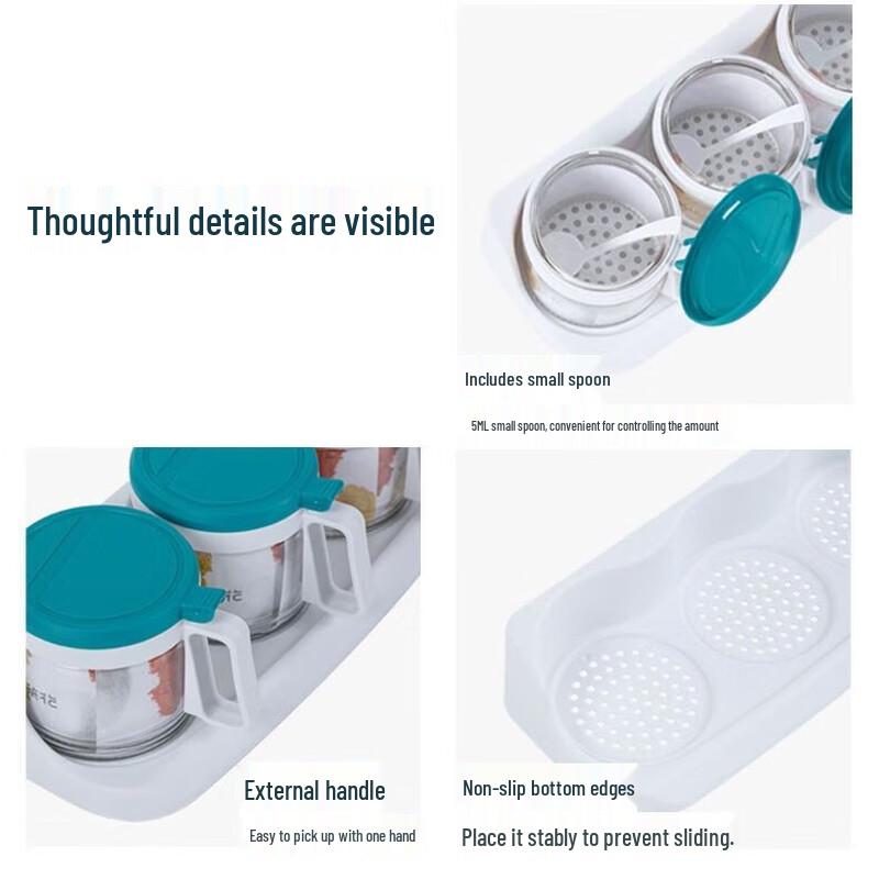 Camellia 3-Piece Round Glass Seasoning Bottle Set