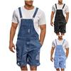 Мужская мода Однотонный V-образный вырез Пуговица Карман С эффектом варки Деним Регулируемый Короткий ремешок Комбинезон