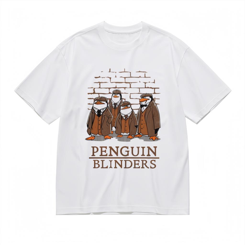 Women's Classic T-Shirt Mens Womens Tees Top Retro Penguin Mob Brown Tweed Penguin Blinders