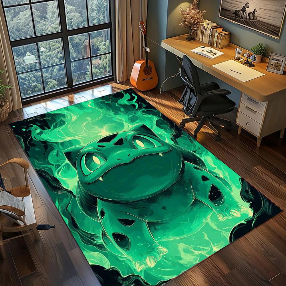 Bulbasaur Washable Floor Mat Non Slip, Large Area Carpet Rug Ideal for Bedroom Gamer Room Decor.-TING