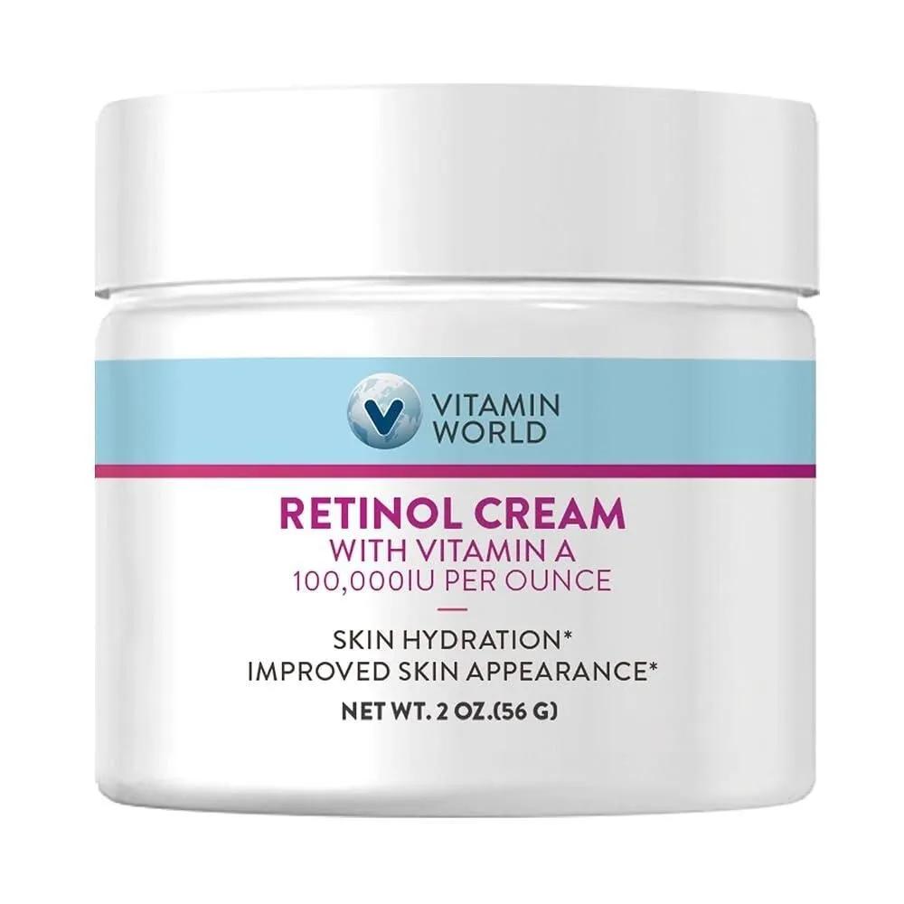Vitamin World Крем с ретинолом 100 000 МЕ 56,7 г 2 унции, Нежный ночной крем с ретинолом для лица, Ретинилпальмитат и Двойной Вита