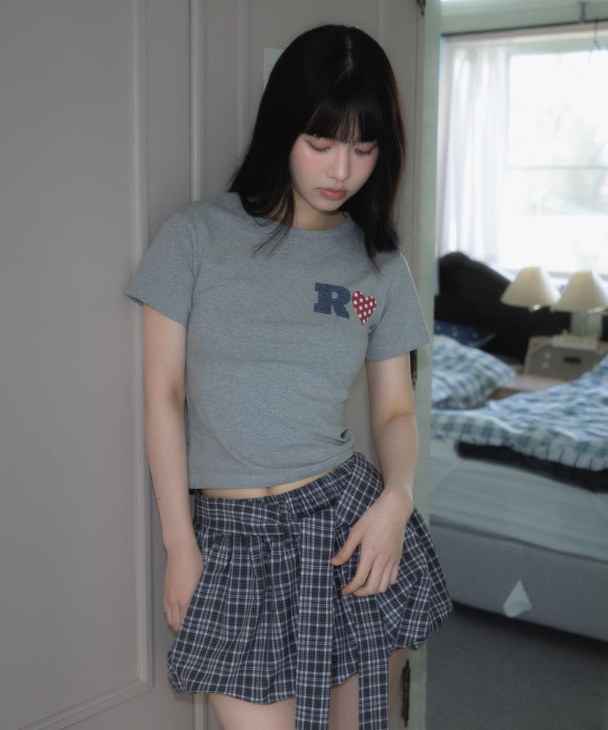 ROSEFRANTZ Dot Heart Cotton T-Shirt [Gray]