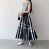 Women Casual 8 Color Big Plaid A-line Skirt Lazy Elastic Waist Big Swing Long Skirt For Spring Summer QT2055
