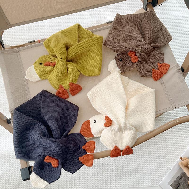 Корейский детский шарф, милый детский шарф с изображением животных, шарфы для мальчиков и девочек, осенне-зимний теплый вязаный шарф, модные детские аксессуары