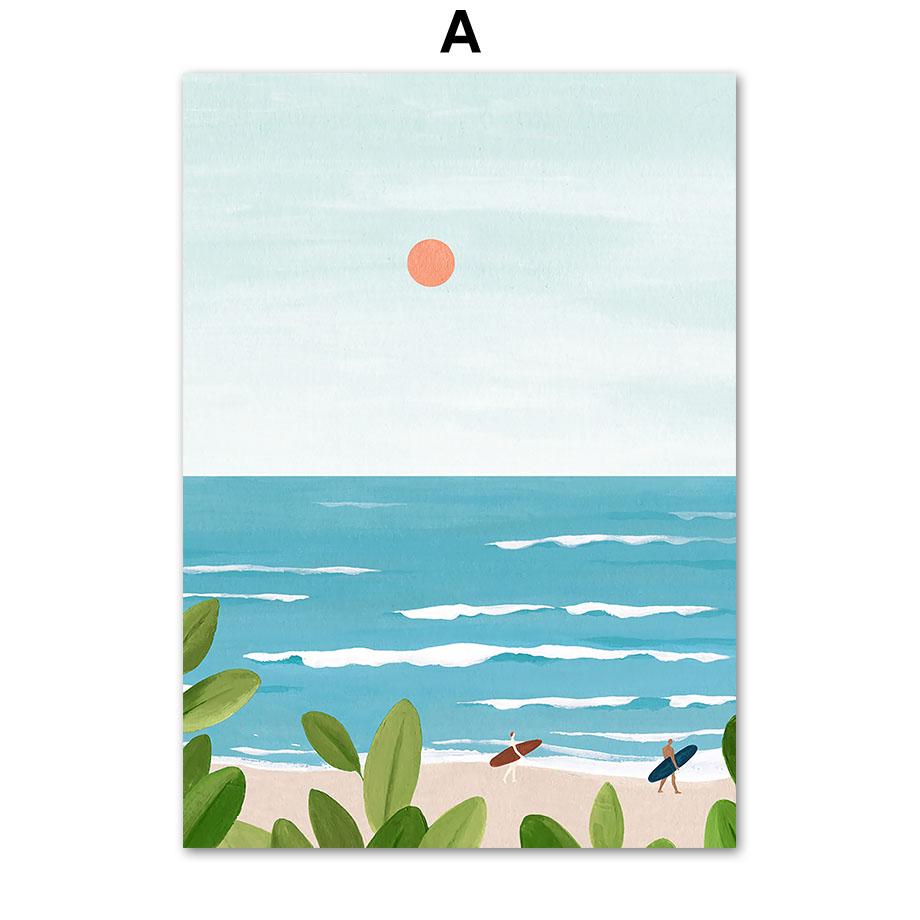 Beach Sea Waves Swimming Pool Flower Minimalist Posters And Prints Canvas Painting Wall Art Pictures For Living Room Decor