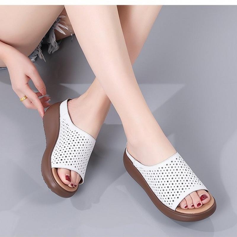 Шлепанцы на полой платформе 2025 модные с открытым носком «рыбий рот», на трясущейся подошве, на каблуке-маффине, женская обувь, обувь больших размеров для внешней торговли